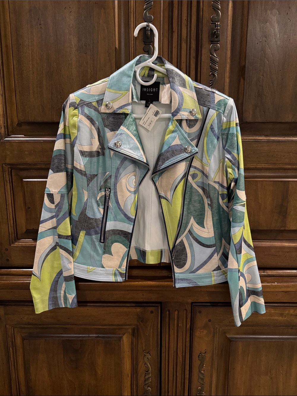 NWT Insight Women's Patterned Jacket in Aqua, Lime and Gray - Sz 4